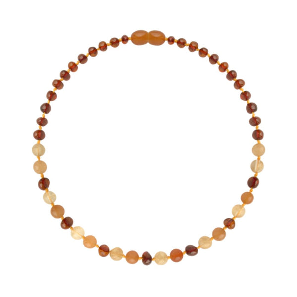 Amber Baby & Toddler Necklace - Cognac • Quartz • Aventurine