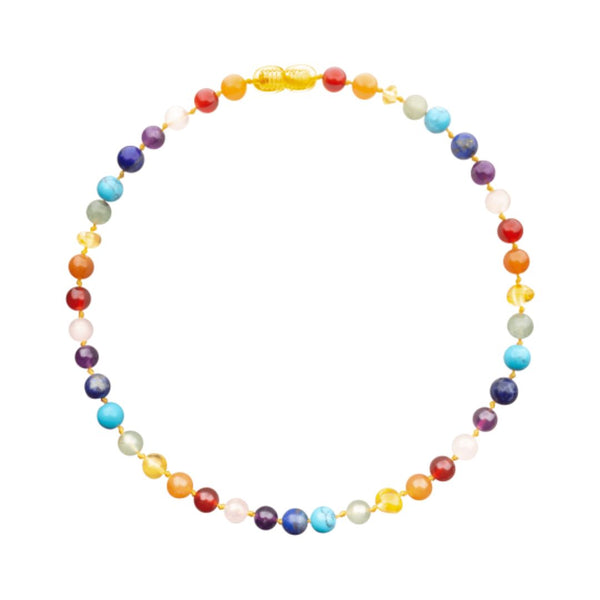 Amber Baby & Toddler Necklace - Honey •  Mixed Gemstones