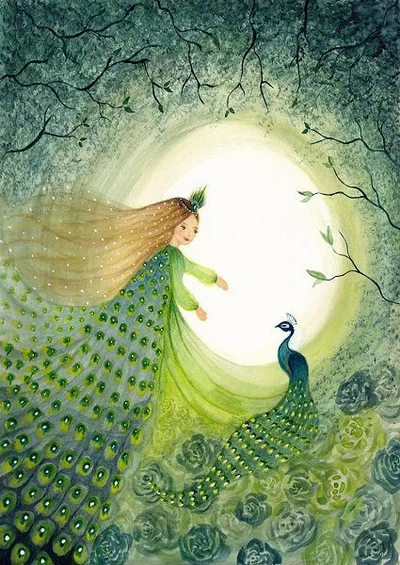 Peacock Princess - Postcard-Postcards-Bijdehansje-Postcard-Stardust-Store