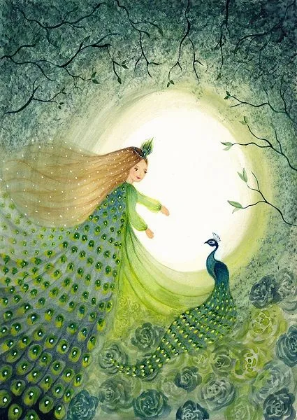 Peacock Princess - Postcard-Postcards-Bijdehansje-Postcard-Stardust-Store